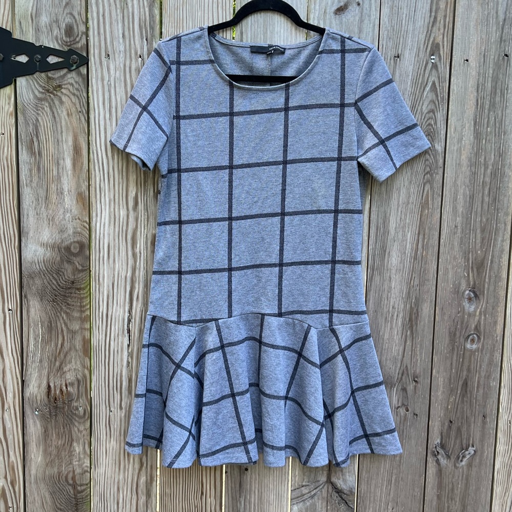 HARVE BERNARD Black and Gray Square Check Dress Women’s Medium
